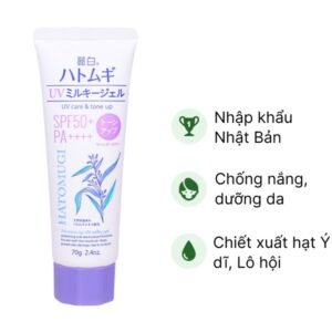 Kem chống nắng Hatomugi SPF50+ PA++++ nâng tone và dưỡng ẩm da tuýp 70g - 07/2024 | nhathuocchangpharma.com