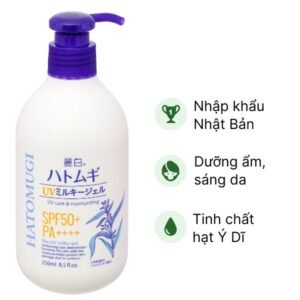 Sữa dưỡng thể chống nắng Hatomugi SPF50+ PA++++ dưỡng ẩm, làm sáng da chai 250ml - 07/2024 | nhathuocchangpharma.com