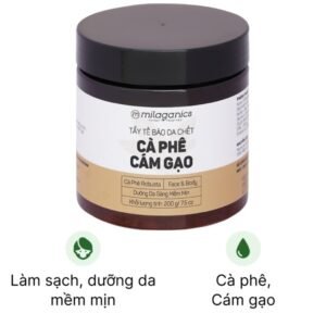 Tẩy tế bào da chết Milaganics cà phê cám gạo làm sạch, dưỡng sáng da mềm mịn hũ 200g - 07/2024 | nhathuocchangpharma.com