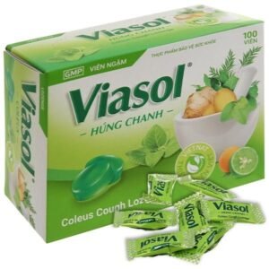 Viên ngậm Viasol Húng Chanh hỗ trợ giảm ho, đau rát họng hộp 100 viên - 07/2024 | nhathuocchangpharma.com